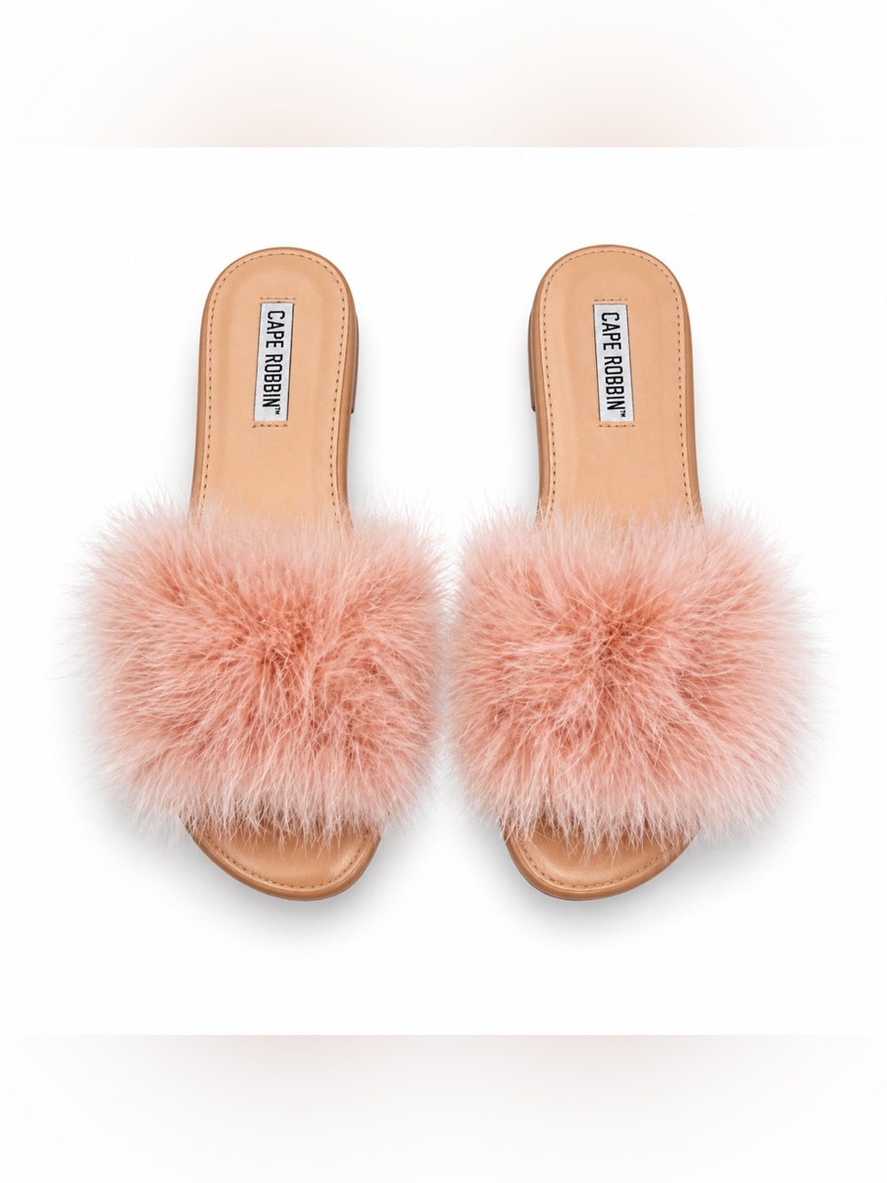 CAPE ROBBIN Faux Fur Slide Sandals Pink Fluffy Open Toe Mule